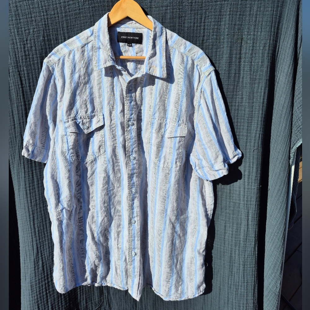 100% Linen Mens XL Shirt By Jones New York